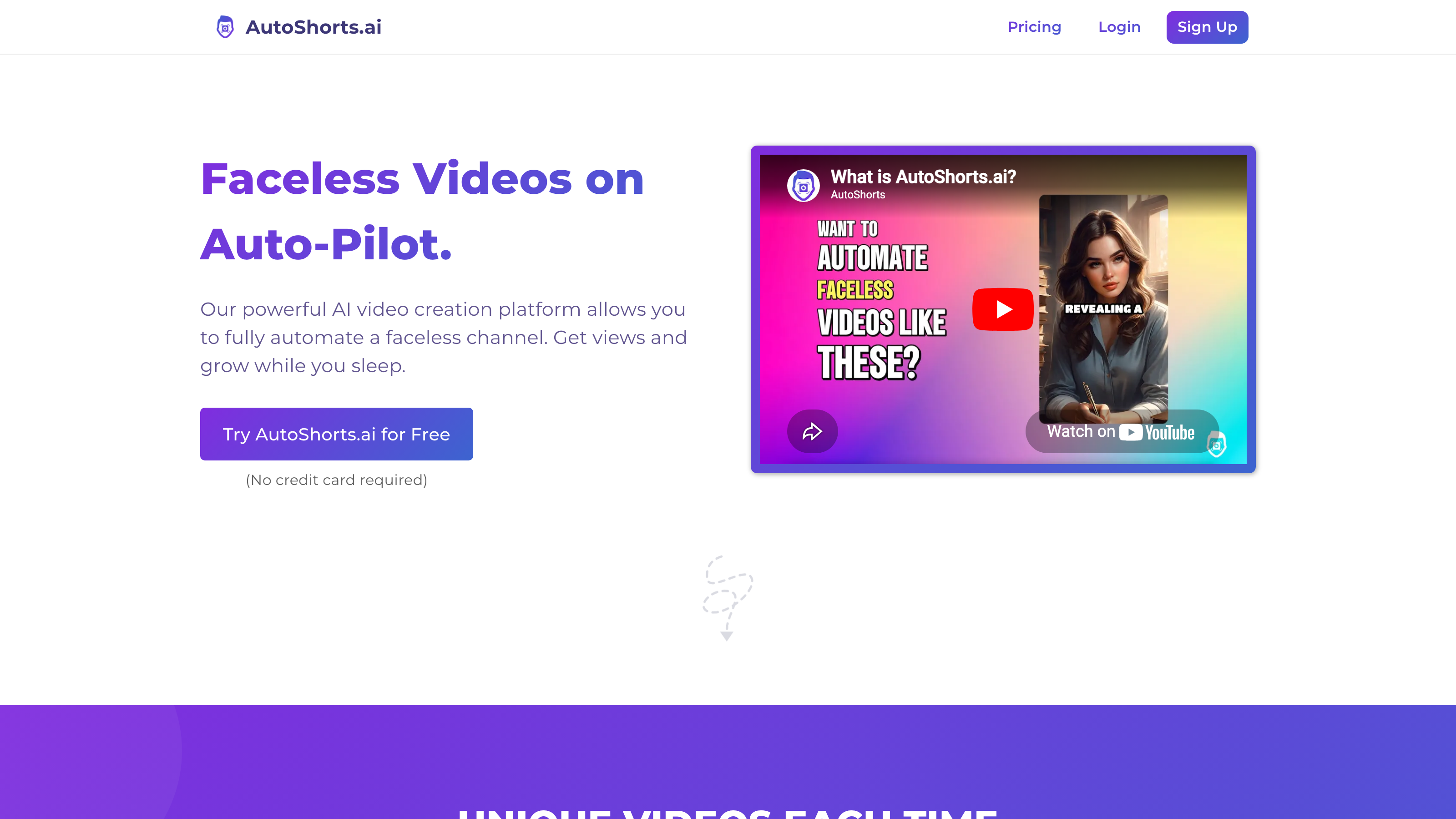 AutoShorts interface