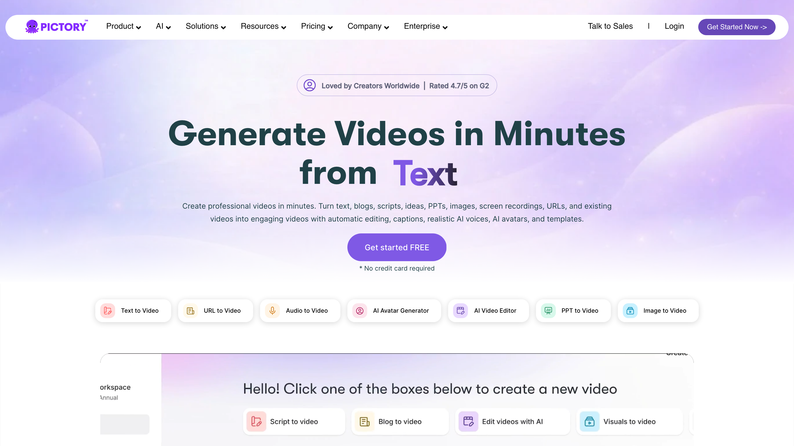 Pictory interface
